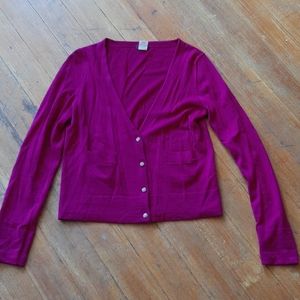 J. Crew Fuschia V-Neck Cardigan Sweater